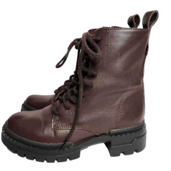 Size 6.5 Platform boot Leather Chunky combat boot Brown color STEVE MADDEN - Picture 3 of 15